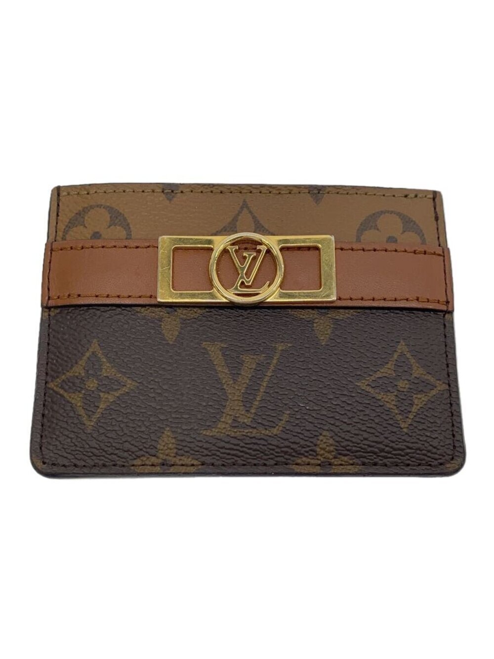 LOUIS VUITTON Porte Wallet Cartes Dauphine Monogram Reverse Brown All over
